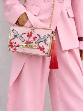 ALDO Pink Embroidered Bag with Tassel